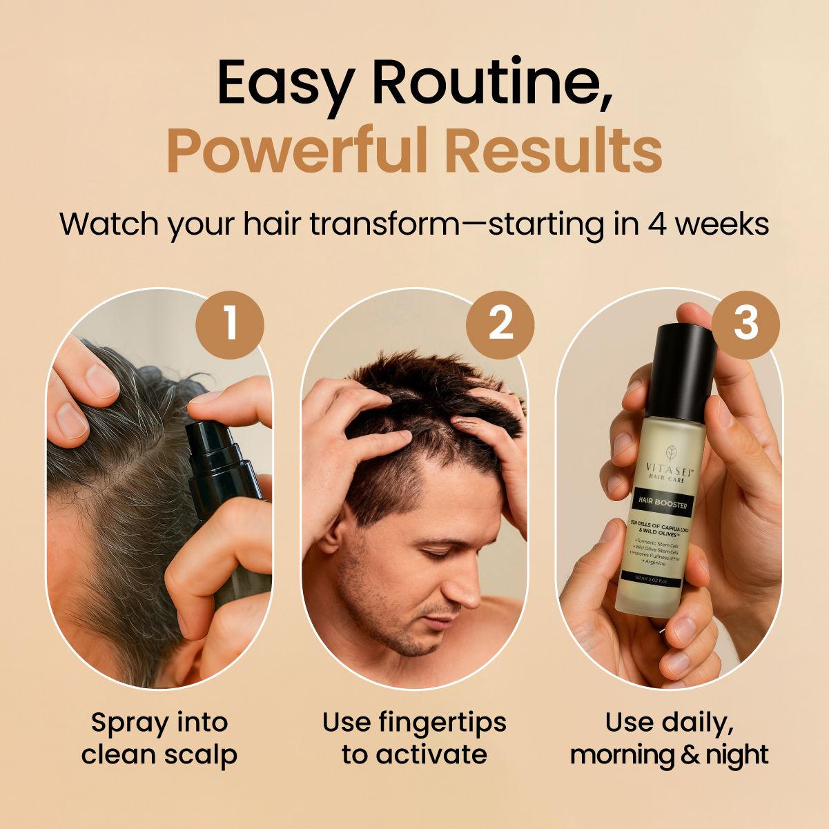 Hair Booster with Turmeric and olives Stem Cells + Shampoo Anti Hair Loss with Onion