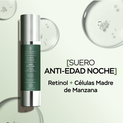 Suero facial noche antiedad con retinol y células madre de manzana