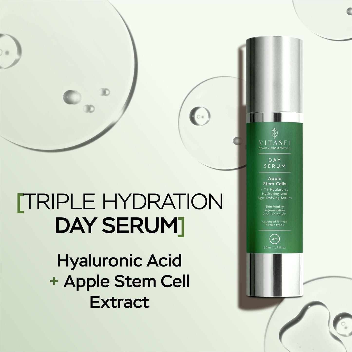 Bundle, Day and Night Facial Serums With Apple Stem Cell + Neck Serum with cotton stem cells