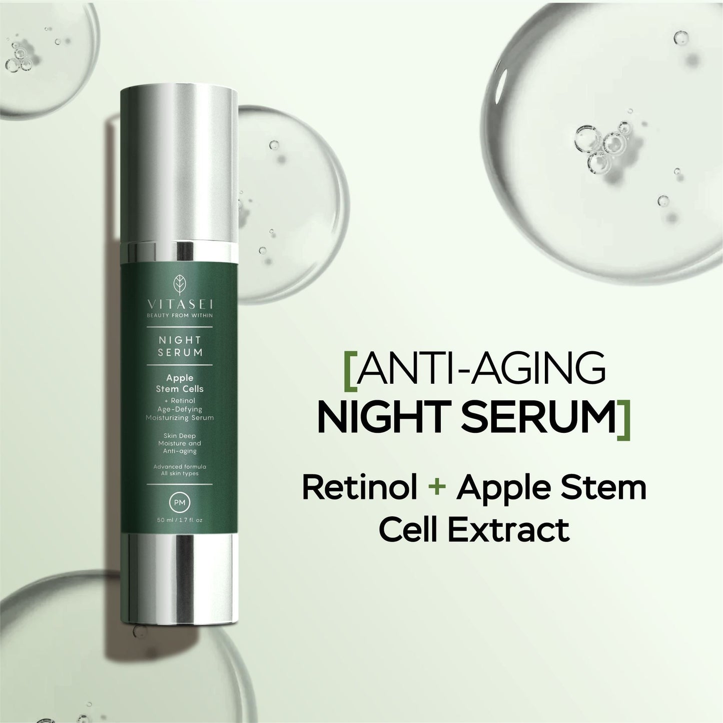 Day and night serums with apple stem cells +  Eyemask patch with caviar and collagen crystals + Magnetic mask with dead sea mud