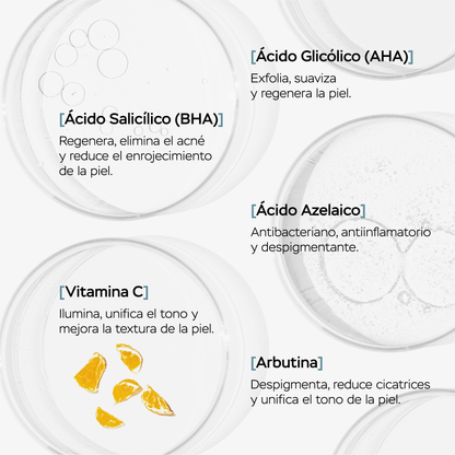 GLOW SKIN - tónico facial despigmentante iluminador con ácidos AHA y BHA