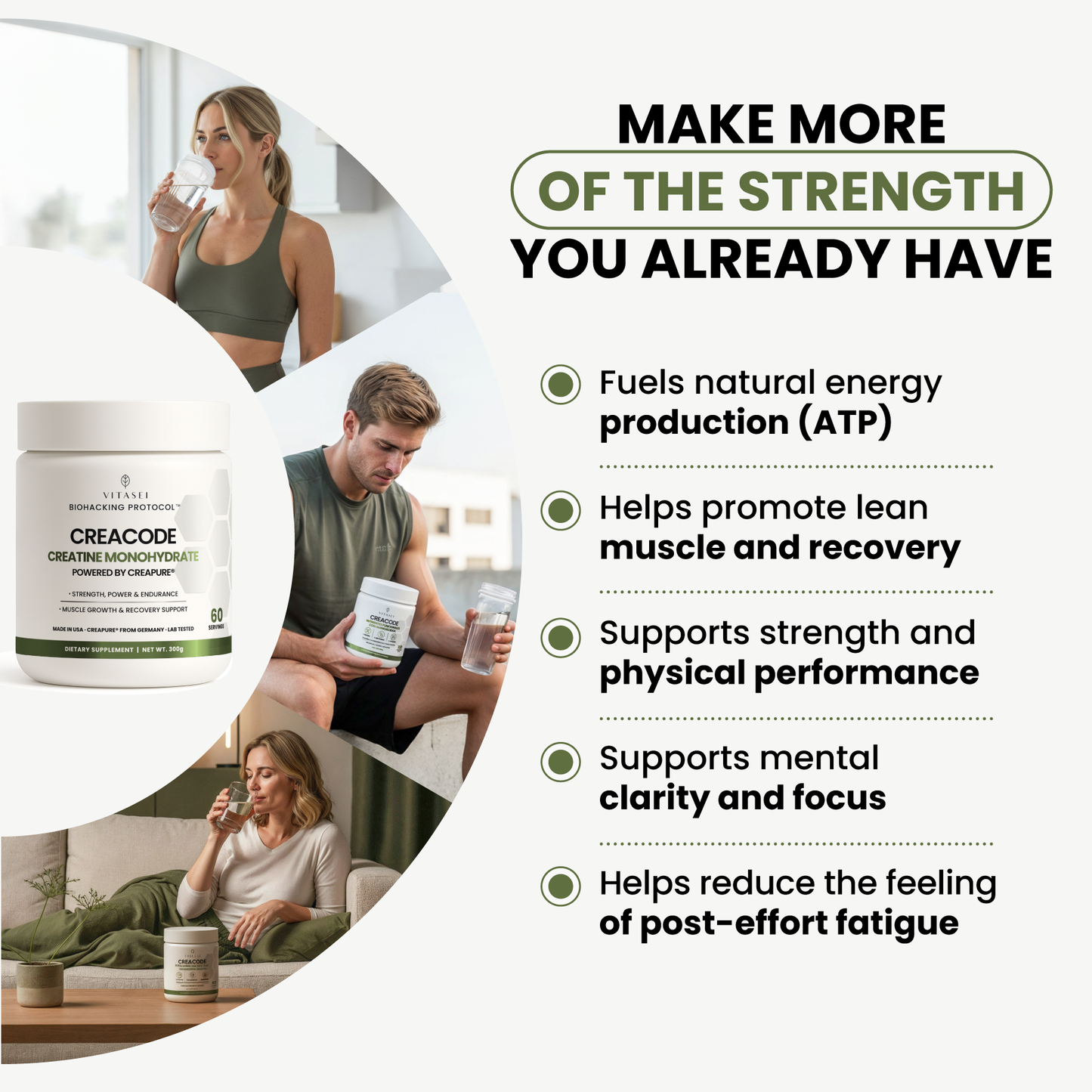 CREACODE Creatine Monohydrate | with Creapure® for Strength, Power & Recovery