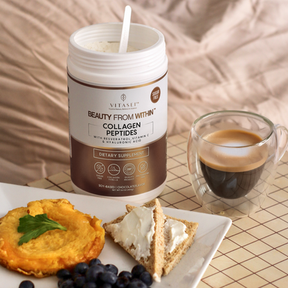 Chocolate Collagen Peptides with Resveratrol and Hyaluronic Acid - Soy-Based Formula