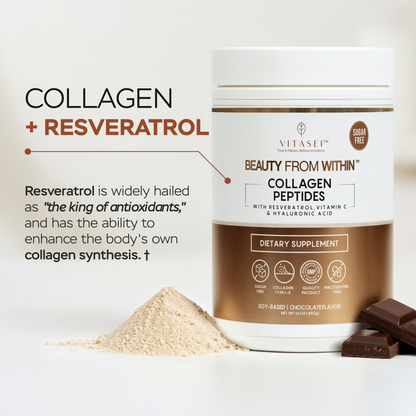 Chocolate Collagen Peptides with Resveratrol and Hyaluronic Acid - Soy-Based Formula