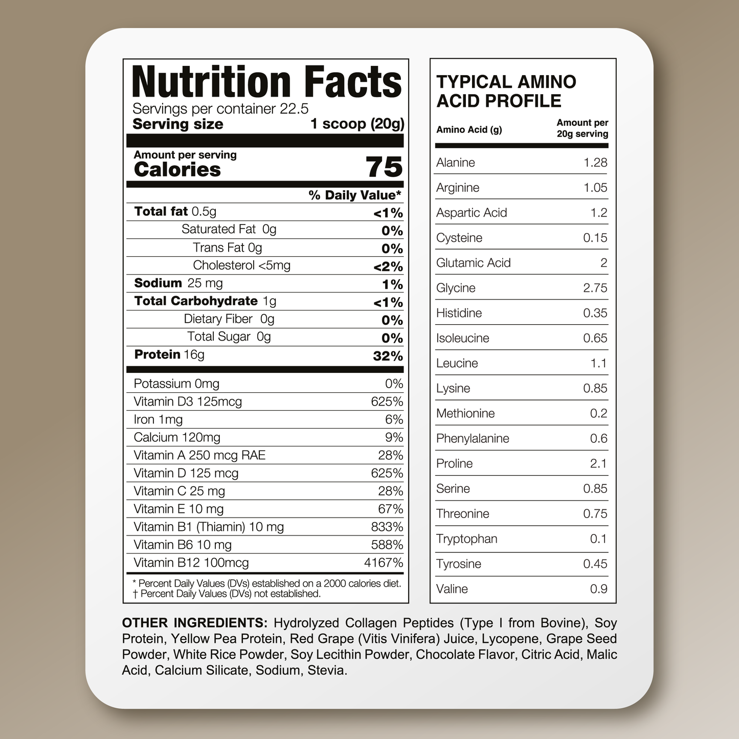 Chocolate Collagen Peptides with Resveratrol and Hyaluronic Acid - Soy-Based Formula