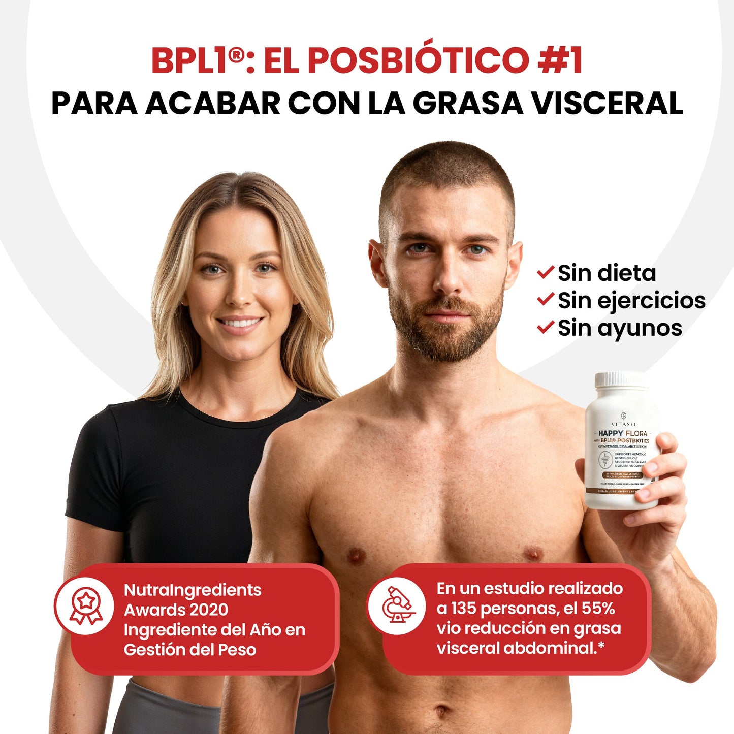 Paga 2 Lleva 3 Happy Flora con BPL1® Postbióticos - Equilibrio Intestinal y Metabólico