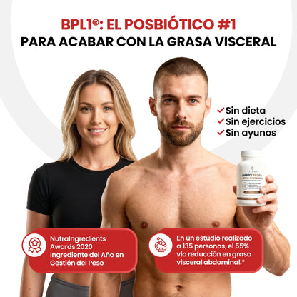 Paga 2 Lleva 3 Happy Flora con BPL1® Postbióticos - Equilibrio Intestinal y Metabólico