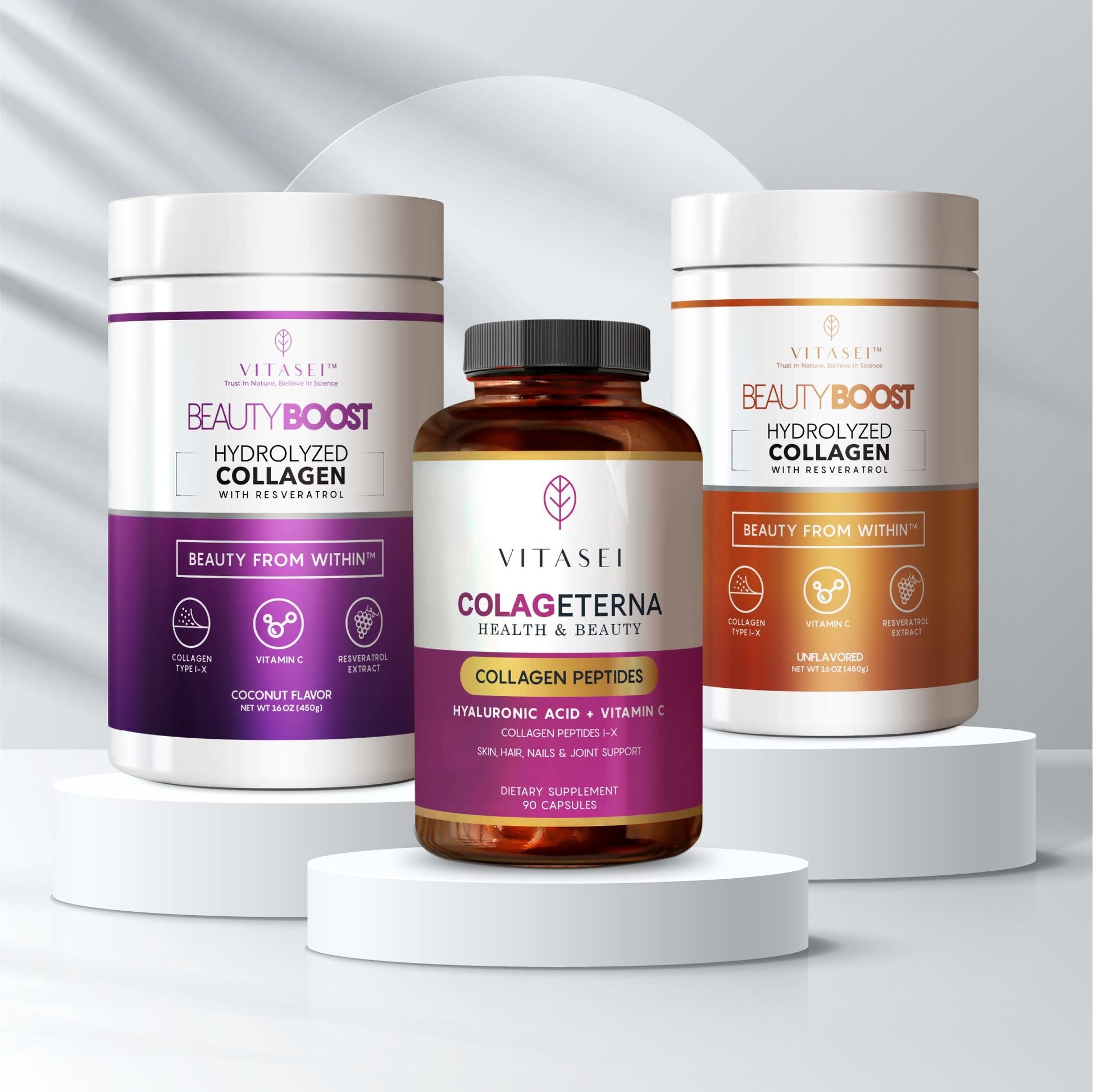 Collagen Peptides With Resveratrol Coconut Flavor + Unflavored + Colageterna