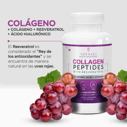 Péptidos de colágeno en cápsulas con biotina y ácido hialurónico