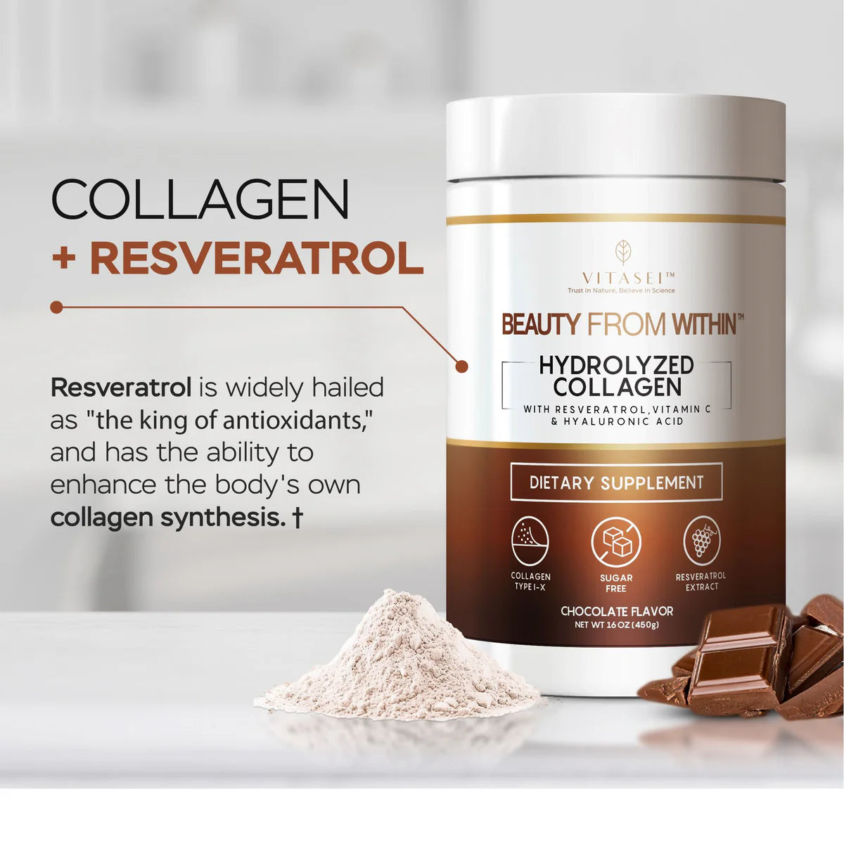 Kit de Colágeno Hidrolizado con Resveratrol sabor Chocolate + Teatox - suplemento detox con Té Verde, Espirulina y Alcachofa