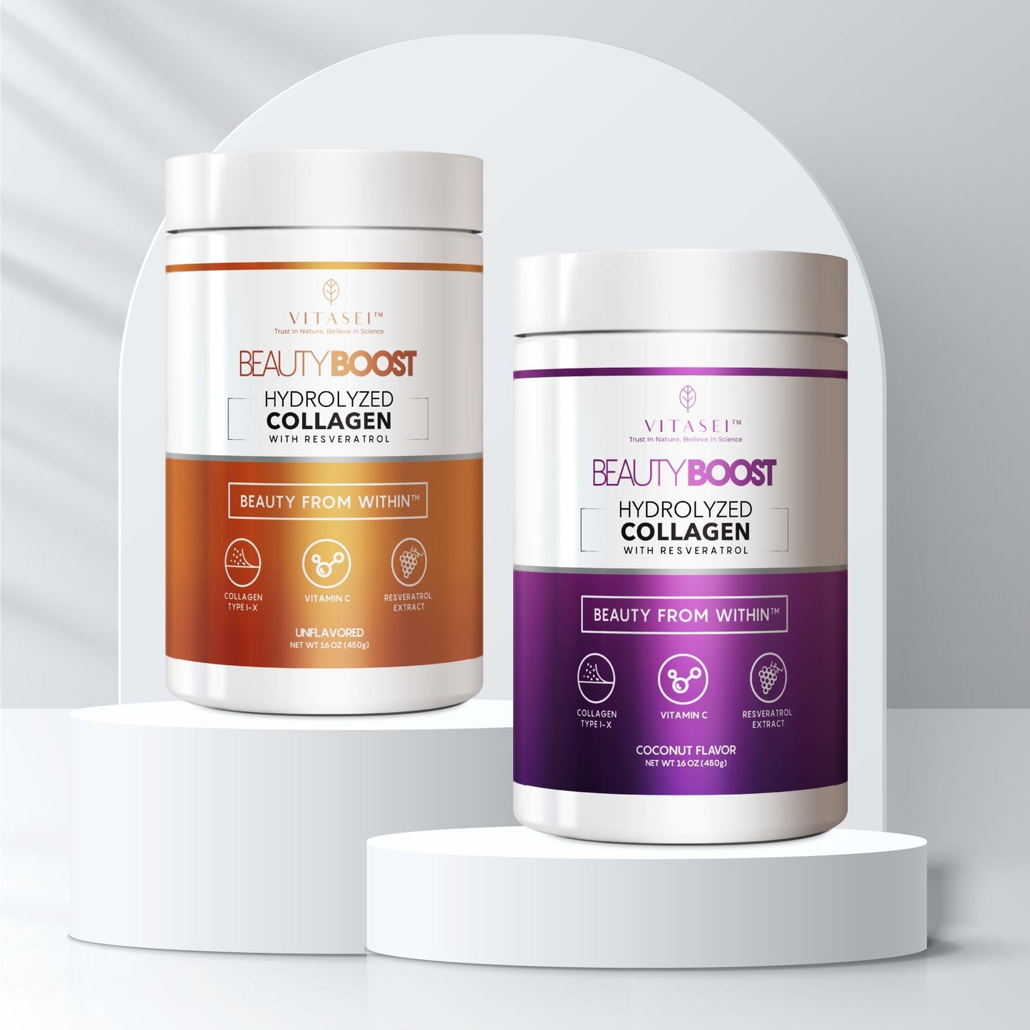 Collagen Peptides with Resveratrol Duo - Coconut Flavor and Unflavored Bundle