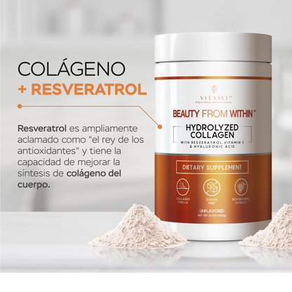 Péptidos de colágeno con resveratrol y ácido hialurónico - Sin Sabor