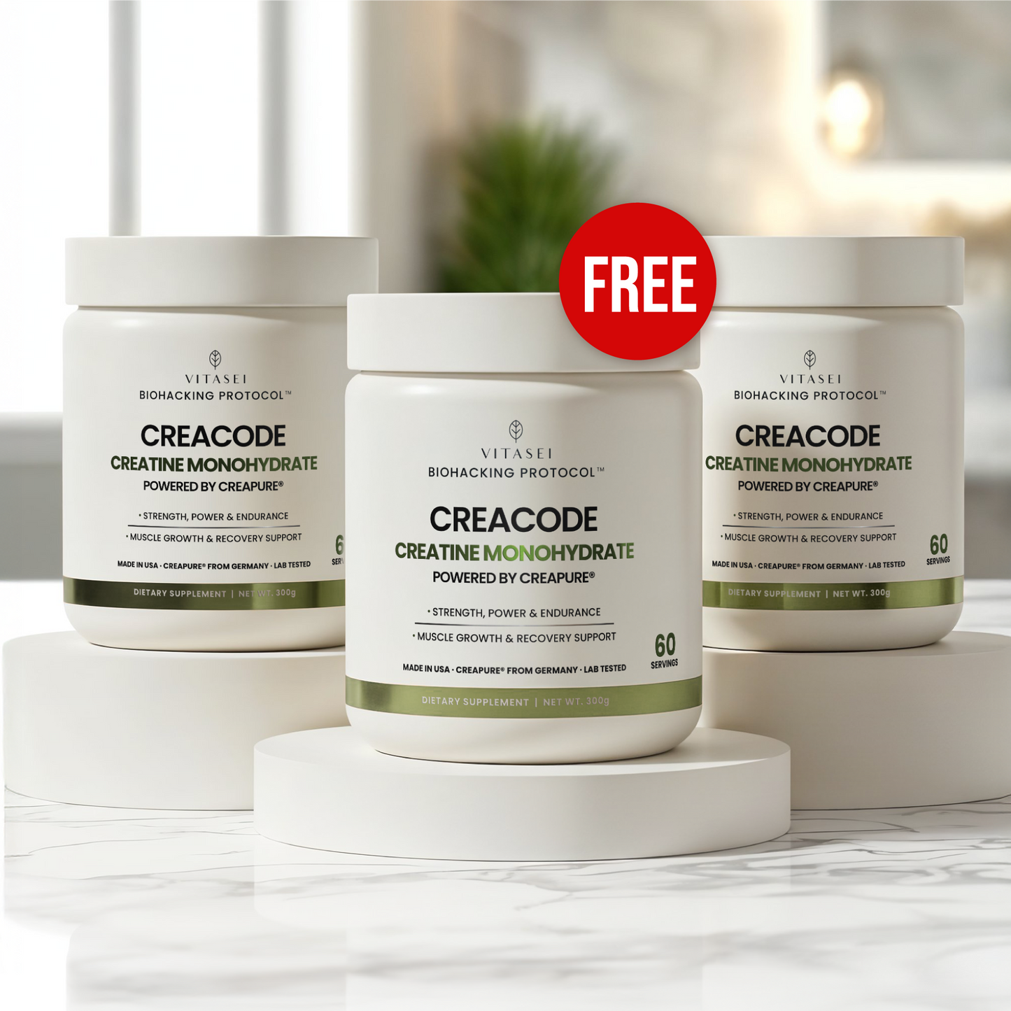 Buy 2 CREACODE Creatine Monohydrate Get 1 FREE | with Creapure® for Strength, Power & Recovery