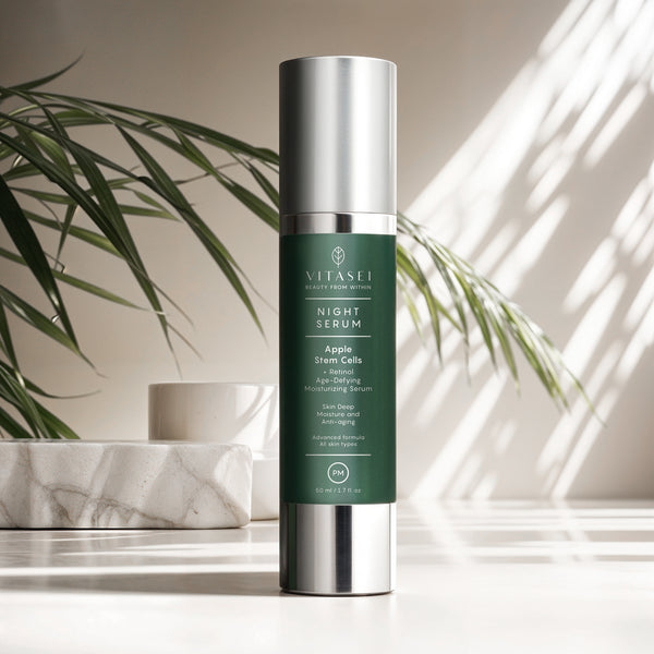 Suero facial noche antiedad con retinol y células madre de manzana