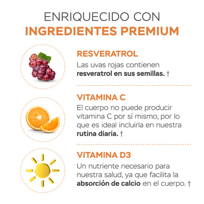 Péptidos de colágeno con resveratrol y ácido hialurónico - Sin Sabor