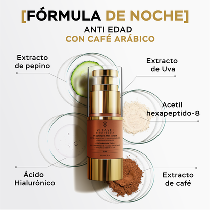 Contorno ojos noche anti-fatiga con hexapéptidos y ácido hialurónico