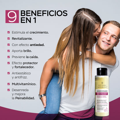 Acondicionador anti caída y crecimiento con cebolla, cúrcuma y aceites exóticos