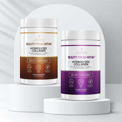 Dúo Colágenos Hidrolizado con Resveratrol y vitamina C - Sabor Coco + Chocolate