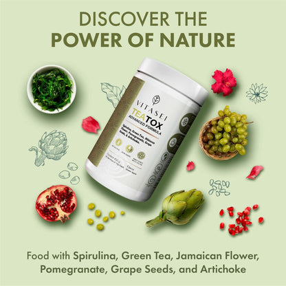 Kit de Colágeno Hidrolizado con Resveratrol sabor Chocolate + Teatox - suplemento detox con Té Verde, Espirulina y Alcachofa