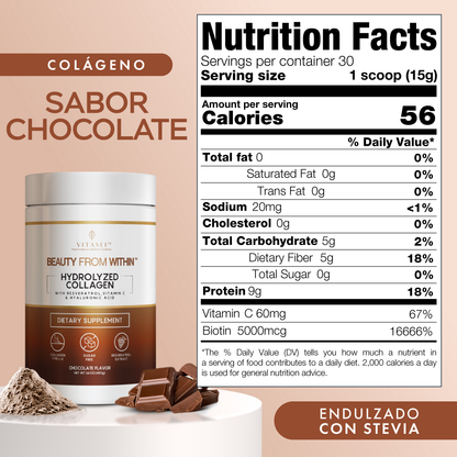 Péptidos de colágeno con resveratrol y ácido hialurónico - chocolate