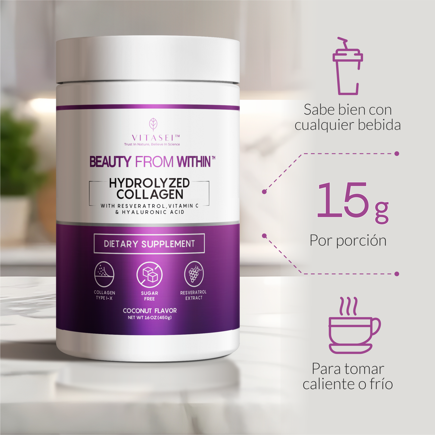 Péptidos de colágeno con resveratrol y ácido hialurónico - cocolada