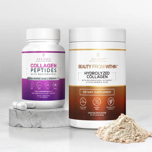 Kit de Colágeno Hidrolizado con Resveratrol sabor Chocolate + Cápsulas de Péptidos