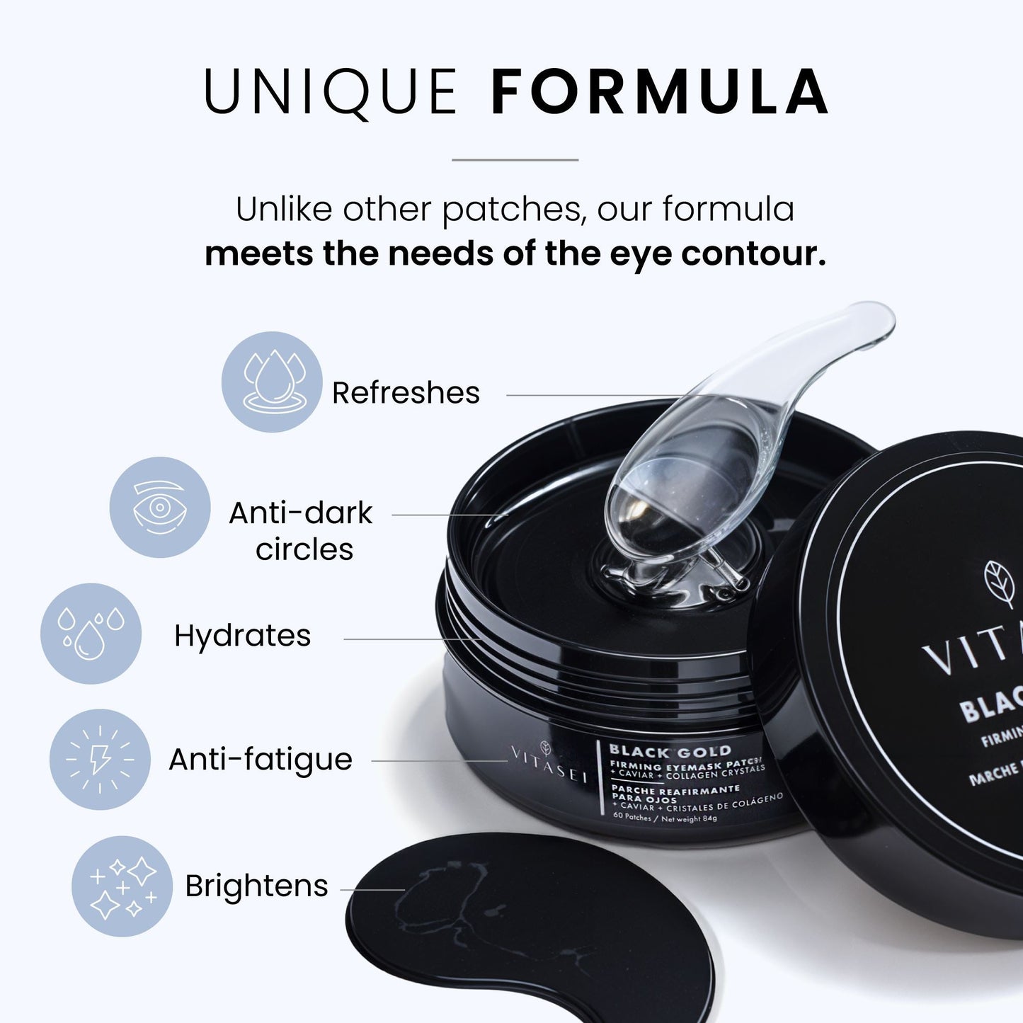 New black gold firming eyemask patch with caviar and collagen crystals