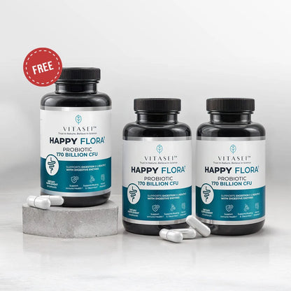 ¡BEST SELLER! Compra 2 probióticos HAPPY FLORA para la salud intestinal y obtén 1 GRATIS
