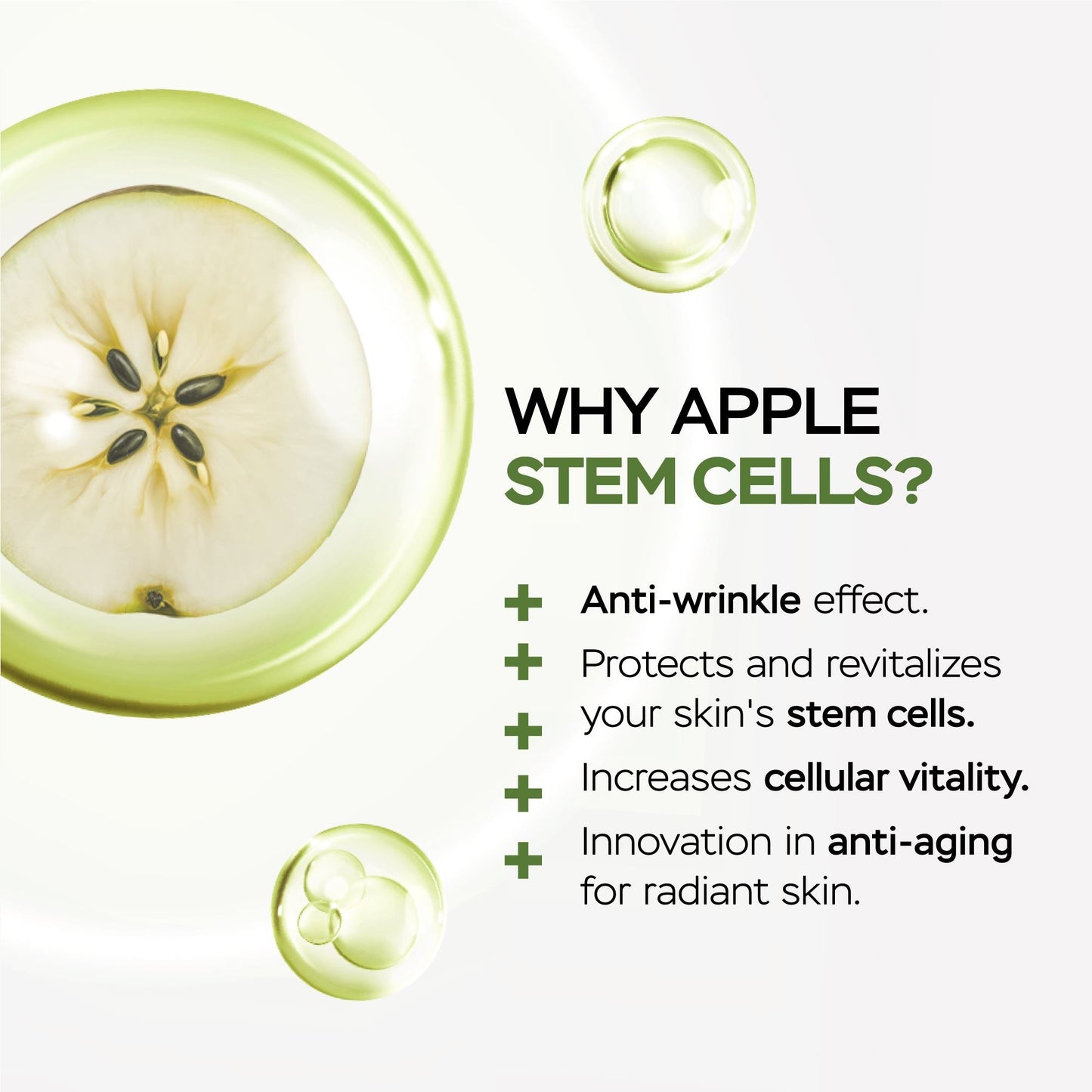 Bundle, Day and Night Facial Serums With Apple Stem Cell + Neck Serum with cotton stem cells