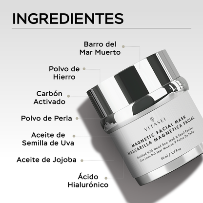 Mascarilla magnética facial con barro del mar muerto y polvo de perla