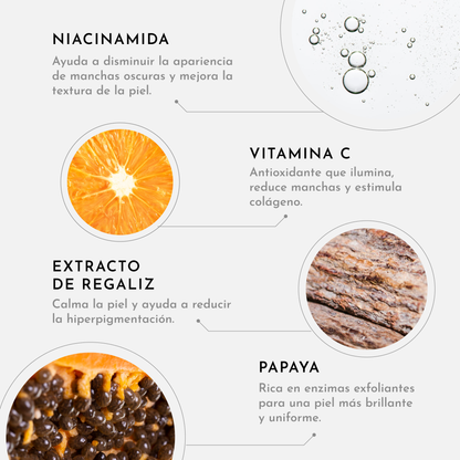 Tónico facial Iluminador con niacinamida, vitamina C y arbutina