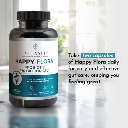 Happy Flora — Probiotic Supplement with 170 billion CFU for a Healthy Gut
