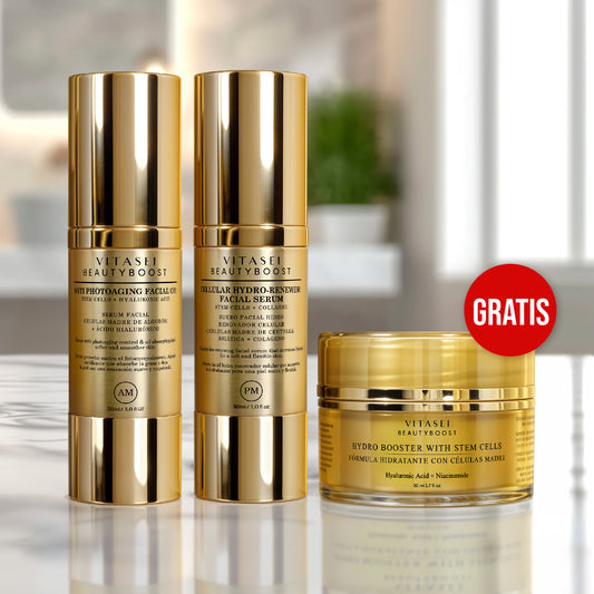 Sueros faciales día y noche con células madre + crema hidratante hydrobooster gratis