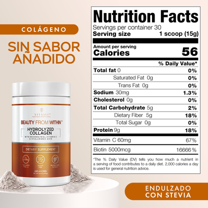 Péptidos de colágeno con resveratrol y ácido hialurónico - Sin Sabor