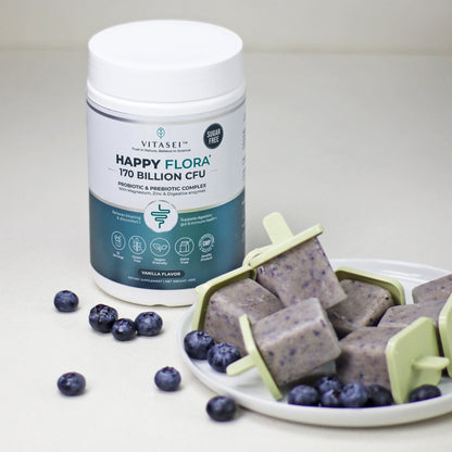 Happy Flora Probiotic & Prebiotic Complex with Magnesium and Zinc, 170 Billion CFU for Gut Health