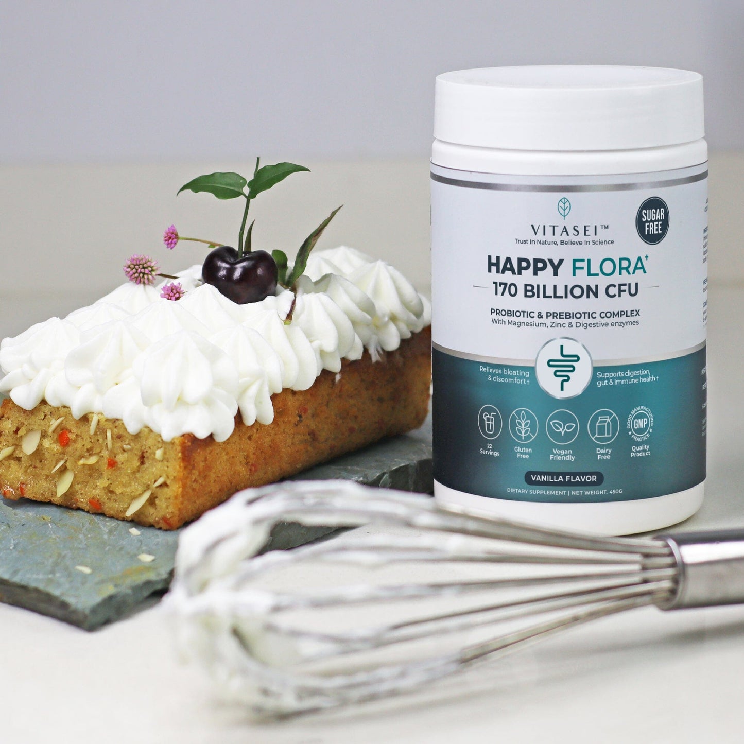 Happy Flora Probiotic & Prebiotic Complex with Magnesium and Zinc, 170 Billion CFU for Gut Health