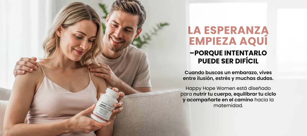 La esperanza empieza aquí. Happy Hope Women está diseñado para nutrir tu cuerpo, equilibrar tu ciclo y acompañarte en el camino hacia la maternidad.