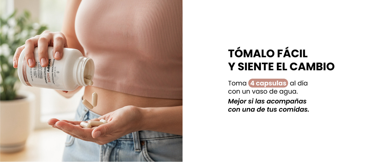 Tómalo fácil y siente el cambio: 4 cápsulas al día con un vaso de agua, mejor si las acompañas con una comida.