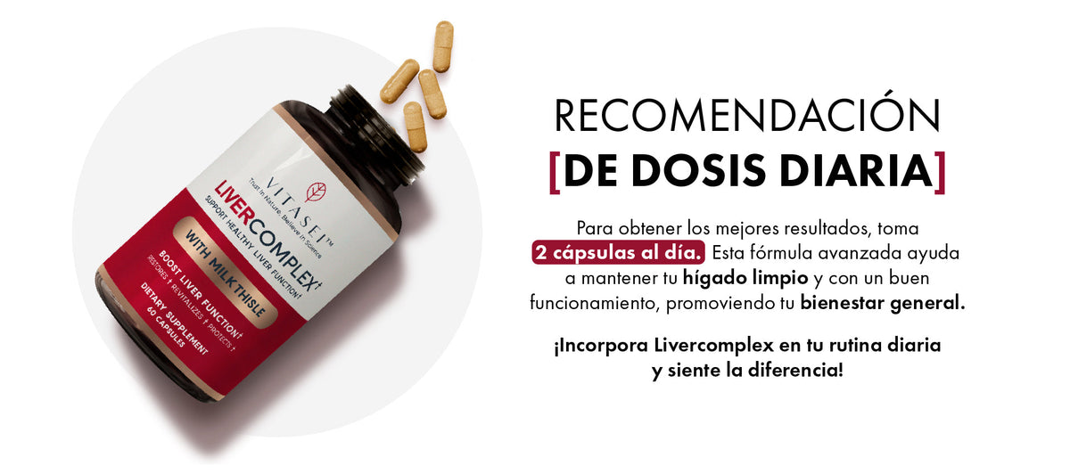 Recomendación de dosis diaria: toma 2 cápsulas al día para mantener tu hígado con un buen funcionamiento.
