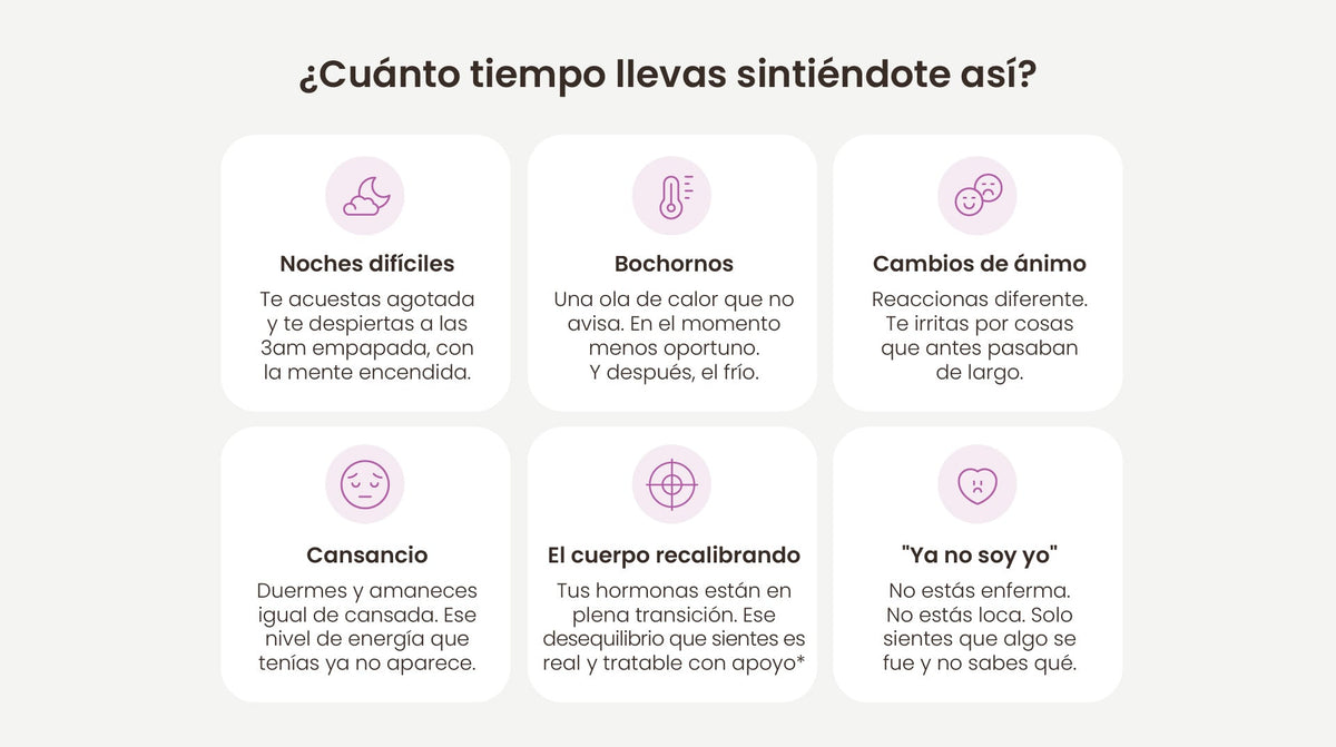 ¿Cuánto tiempo llevas sintiéndote así? Noches difíciles, bochornos, cambios de ánimo, cansancio y un cuerpo que se está recalibrando.